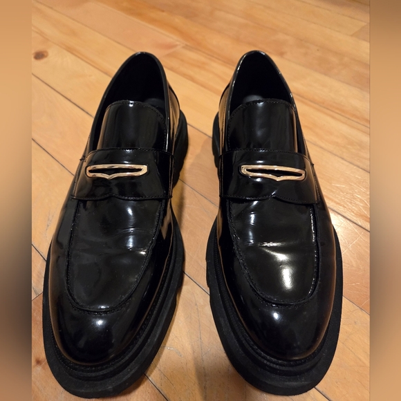 Aldo Other - Aldo Glossy Black Loafers with Gold Accent